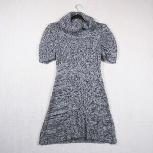 Sweater Project Black & White Sweater Dress Size M Funnel Cowl Neck Art School Y